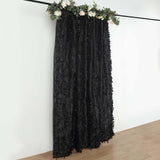 8ftx8ft Black 3D Leaf Petal Taffeta Fabric Event Curtain Drapery, Photo Backdrop Panel
