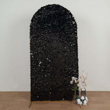 7ft Sparkly Black Double Sided Big Payette Sequin Chiara Backdrop Stand Cover For Fitted Round Top