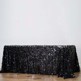 Sequin 90"x156" Rectangle Tablecloth Black - Seamless Big Payette Table Cover