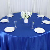 132Inch Royal Blue Seamless Satin Round Tablecloth