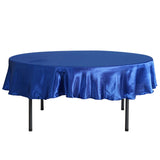 90" Royal Blue Satin Round Tablecloth