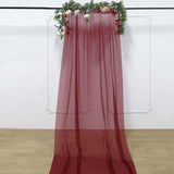 5ftx14ft Premium Burgundy Chiffon Curtain Panel, Backdrop Ceiling Drapery With Rod Pocket