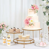 23inch 3-Tier Gold Metal Cake Stand With Clear Round Acrylic Plates