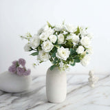 4 Bushes | 12inch Ivory Real Touch Artificial Silk Rose Flower Bouquet