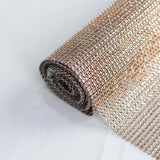 10x108inch Champagne Diamond Rhinestone Mesh Table Runner, Crystal Rhinestone Ribbon Bling Roll
