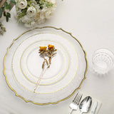 10 Pack | 7.5inch Clear Hammered Design Plastic Salad Plates With Gold Rim