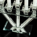 12inch Crystal Glass Candelabra With Crystal Filler 7-Branch Taper Candle Stick Holder Stand