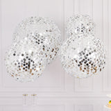 Set of 4 Glitter Silver Payette Sequin Hanging Lanterns, Large Decorative Round Foldable Fabric