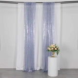 2 Pack Dusty Blue Sequin Event Curtain Drapes with Rod Pockets, Seamless Backdrop