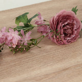 6ft Dusty Rose Silk Rose Peony Flower Garland, Mixed Floral Greenery Garland