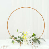 28Inch Gold Metal Round Hoop Wedding Centerpiece, Self Standing Table Floral Wreath Frame