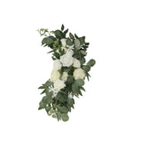 Set of 2 White Silk Rose Wedding Arch Flowers with Eucalyptus Leaves