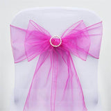 5 PCS | Fuchsia Sheer Organza Chair Sashes