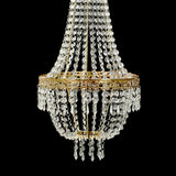 2ft Empire Style Beaded Crystal Chandelier with Gold Ornate Metal Frame, Adjustable Hanging