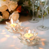 Clear 4.5inch Crystal Glass Lotus Flower Votive Candle Holders, Tealight Taper Candle Stands