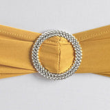 5 pack | 5"x14" Gold Spandex Stretch Chair Sash with Silver Diamond Ring Slide Buckle#whtbkgd