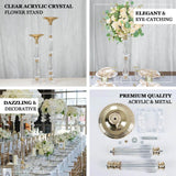 24inch Gold / Clear Acrylic Crystal Pillar Candle Stand Table Centerpiece