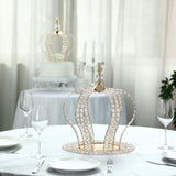 16inch Metallic Gold Crystal-Bead Royal Crown Cake Topper, Centerpiece