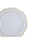 10 Pack Clear Economy Plastic Charger Plates With Gold Scalloped Rim, 13inch Round Decorative Dinner