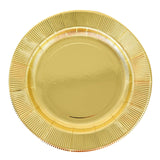 25 Pack | Metallic Gold Sunray 10inch Serving Dinner Paper Plates, Disposable Party Plates - 350 GSM