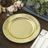 25 Pack | Gold Sunray 8inch Dessert Appetizer Paper Plates, Disposable Party Plates