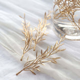 25 Pack | 6" Mini Metallic Gold Artificial Fern Leaf Branch Stems, Vase Filler For Floating Candle