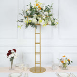 46inch Tall Gold Metal Grand Halo Top Flower Display Stand Pedestal, Large Open Frame