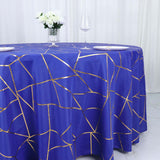 120inch Royal Blue Round Polyester Tablecloth With Gold Foil Geometric Pattern