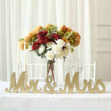 Gold Glittered Wooden Mr & Mrs Wedding Table Display Signs