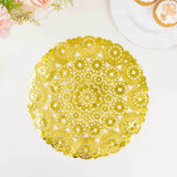 50 Pack Metallic Gold Medallion Style Paper Lace Doilies, 12inch Round Disposable Placemats