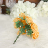 48 Roses | 1Inch Gold Real Touch Artificial DIY Foam Rose Flowers With Stem, Craft Rose Buds