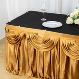 14ft Gold Pleated Satin Double Drape Table Skirt