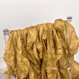 5 Pack Gold Curly Willow Chiffon Satin Chair Sashes