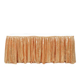 17ft Glitzy Gold Sequin Pleated Satin Table Skirt With Top Velcro Strip