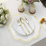 6 Pack | 13" Clear / Gold Baroque Scalloped Acrylic Plastic Charger Plates