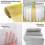 10x108inch Gold Diamond Rhinestone Mesh Table Runner, Crystal Rhinestone Ribbon Bling Roll