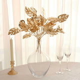 4 Pack Metallic Gold Artificial Monstera Leaves Bunches, 14inch Tropical Palm Leaf Bushes Vase