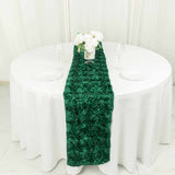 14x108inch Hunter Emerald Green Grandiose 3D Rosette Satin Table Runner