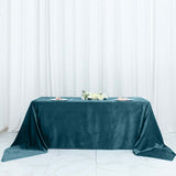 90Inchx156Inch Peacock Teal Seamless Premium Velvet Rectangle Tablecloth, Reusable Linen