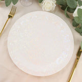 12inch Round Iridescent Geometric Foil Paper Charger Plates, Disposable Serving Trays - 400 GSM