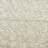 90"x156" IVORY Wholesale Grandiose Rosette 3D Satin Tablecloth For Wedding Party Event Decoration#whtbkgd