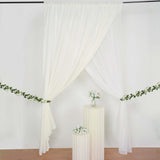 10ft Ivory Dual Layered Sheer Chiffon Polyester Backdrop Curtain With Rod Pockets
