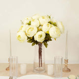 2 Pack | 19inch Ivory Artificial Peony Flower Wedding Bouquets, Faux Silk Flower Arrangements