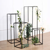 Set of 4 | Matte Black Metal Frame Flower Stand, Wedding Column Centerpieces - 16/24/32/40