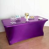 6FT Metallic Purple Rectangular Stretch Spandex Table Cover