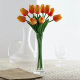 10 Stems | 13inch Orange Real Touch Artificial Foam Tulip Flower Bouquets