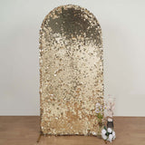 7ft Sparkly Champagne Double Sided Big Payette Sequin Chiara Backdrop Stand Cover For Fitted Round