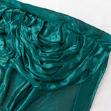 14ft Peacock Teal Pleated Satin Double Drape Table Skirt