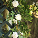 6ft | White Artificial Silk Peony/Foliage Hanging Flower Garland Vine