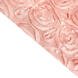 72x72inch Dusty Rose 3D Rosette Satin Table Overlay, Square Tablecloth Topper